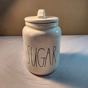 Rae Dunn "Sugar" MAGENTA M Stamped White Ceramic Lidded Sugar Jar Canister
